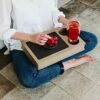 meistar Sofa Arm Table, Arm Rest Table Holder, Serving Trays for Coffee Table, Sofa Side Organizer for Gadgets and Remote, Bed Drink Caddy with D