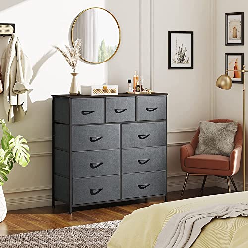 LIUZH 9-Drawer Dresser Fabric Storage Tower For Bedroom Nursery Entryway Closets Tall Chest Organizer Unit With Steel Frame
