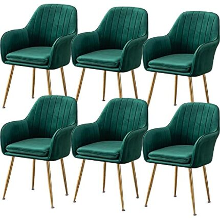dining chair Kitchen Dining Room Furniture Chairs Kitchen Dining Chair Set Of 6 Living Room Armchair with Metal Legs Velvet Seat and Backrests fo