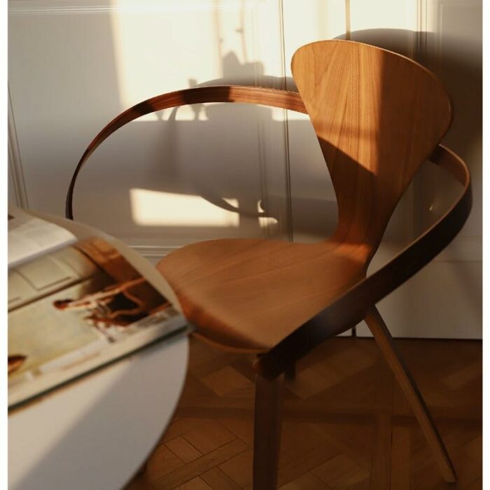 JJZXD Solid Wood Accent Dining Chair Armchair Ribbon Shaped Design Art Chair Backrest Home Furniture