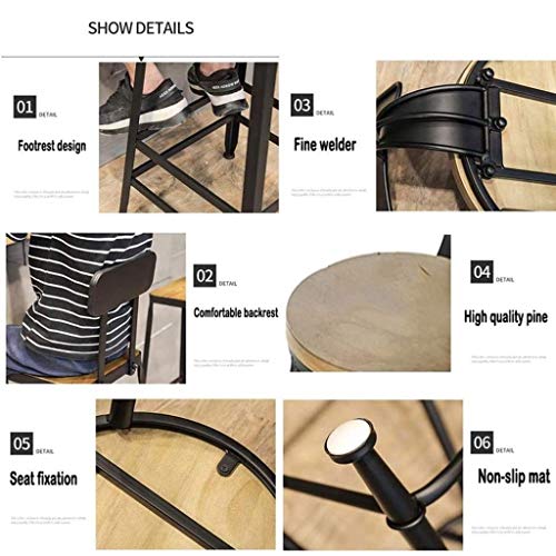 SDFGH Nordic Light Luxury bar Chair Simple net red bar Stool Front Desk Cafe Restaurant Leisure Back high Stool