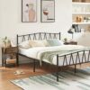 VECELO Bedside Table with Drawer and Shelf, No Slide Rails, Stable Metal Frame/Easy Assembly, Rustic Brown, Nightstand (Set of 2)