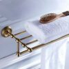 -Shelf,Towel Rack Towel Rack Bathroom Accessories, Brass Retro Double Wall-Mounted Racks, Bathroom European Style Towel Rack Antique Color