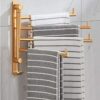 Towel Rack Wall Mounted With Swivel Rails,Holds 4 Towels,Ideal As Bathroom Towel Rail Or Kitchen Tea Towel Holder,Polished