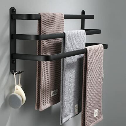 Senhill 3-Tier Towel Bar Wall Mounted 60cm Bath Towel Rack Towel Storage Shelf for Bathroom Towel Holder Towel Rail Towel Hanger