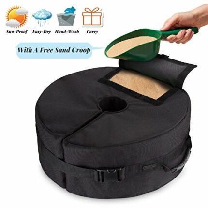 LYXIHAP 18" Round Detachable Umbrella Base Weight Bag, Umbrella Weights with Large Openning and 2 Handle for Patio Beach Outdoor Cantilever or Fl