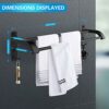 Towel Rail Rack - Hand Towel Holder for Bathroom Wall - 24 Inch Bath Bar Black Matte - Attached with Practical Four Hooks - SUS304 Stainless Stee