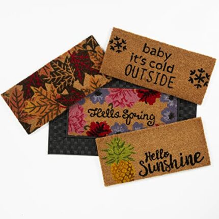 PRIDE OF PLACE Outside Door Mats (Coir) Suitable for Indoor Use | 5-Piece Front Door Mat Set for Every Season | Responsibly Sourced Coir Door Mat