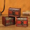 4 pieces mini wooden treasure chest, small wooden treasure chest, vintage treasure chest, wooden chest, antique design wooden chest