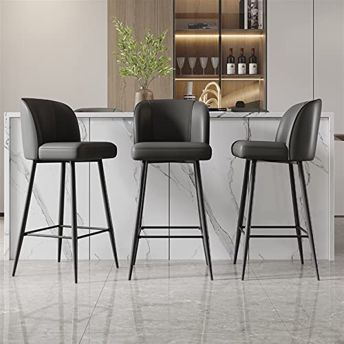 ADEADE Orange Barstools Swivel Bars Chair Bar Set of 2 with Back Kitchen Island Bar Stools Counter Height Nappa Leather Black Metal Legs for Pub