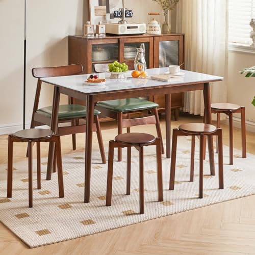 YMYNY 4pcs Solid Wood Round Stool, Shoes change Stool, Dressing Stool, Small stool, Stackable Stools for Living Room, Dining Room, Kitchen, Class