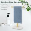 BathAce Hand Towel Holder, T-Shape Hand Towel Stand for Bathroom with Marble Base, 304 Stainless Steel Stand Hand Towel Rack Free-Standing Towel