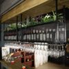 MiroDo Wall-Mounted Wine Racks Bar Hanging Rack/Wrought Iron Adjustable Height Bar Counter Wine Cooler,Can Hang Multiple Wine Glasses/Hanging Win