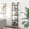 Axeman 5-Tier Ladder Bookcase, Tall Narrow Bookshelf for Small Spaces, Modern Book Storage Organizer Case Open Shelves for Bedroom, Living Room,