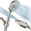 AquaCare High Pressure 8-mode Handheld Shower Head - Anti-clog Nozzles, Built-in Power Wash to Clean Tub, Tile & Pets, Extra Long 6 ft. Stainless