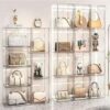 Acrylic Display Case Clear Handbag Storage Organizer for Closet, Stackable Bag Organizer with Magnetic Door for Wallet, Cosmetic, Toys (9)