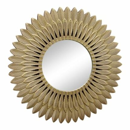 SIL Heart of The Home Metal Feather Mirror - Diameter 50 cm Gold