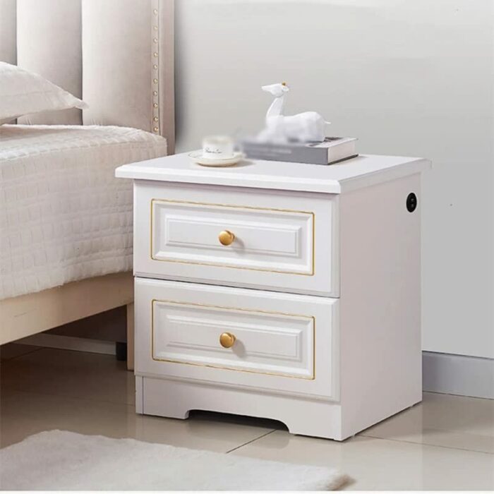 JJZXD Table Chevet bois Chargeur USB, armoire Rangement Intelligente Multifonction Pour Chambre Coucher