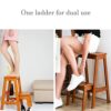Bath Stools,2 Step Stool Folding Ladder Chair, Portable Stepladder Counter Chair Multi-Purpose Shoe Bench/Flower Rack Non-Slip for Kitchen Bathro