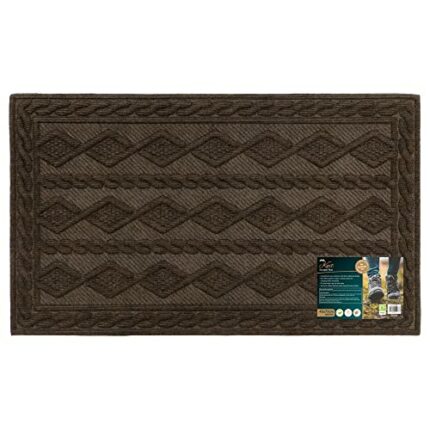 JVL Knit Rubber Backed Indoor Doormat, 45x75cm, Brown