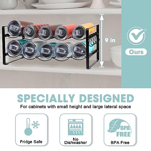 Therwen 2 Pcs Metal Wire Water Bottle Organizer for Cabinet 10 Bottles Water Bottle Storage Organizer Free Standing Water Bottle Holder Water Bot