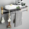 HIGOH Towel Racks,Bathroom Towel Rack Wall Mounted Towel Holder,Space Aluminum Bathroom Shelf,Wall-Mounted Light Toilet Toilet Storage Towel Bar