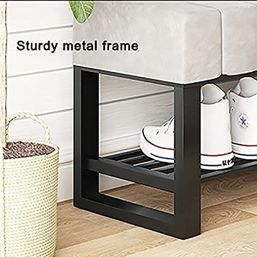 Luxurious Shoe Bench With Thickened Velvet Seat,Entryway Shoe Rack Bench Shoe Organizer,Modern Decorative Furniture,Orange,120X45X32Cm(47X18X13In