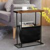Ejoyous Retro Small Side Table, H Shaped Narrow End Table with Canvas Bag Industrial Slim Sofa Side Table Snack Table with Magazine Holder, for S