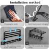 plainshe Towel Rail with Shelf: Wall Mounted Drill/Adhesive 2 Tier 59cm Aluminum Foldable Bath Towel Rack Non Drill Towel Holder Bathroom Shelf T