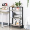 YGYQZ 3 Tier Bookshelf, No-Assembly Folding Shelf Standing Bookcase Adjustable Leg pads, Industrial Storage Rack for Office, Living Room