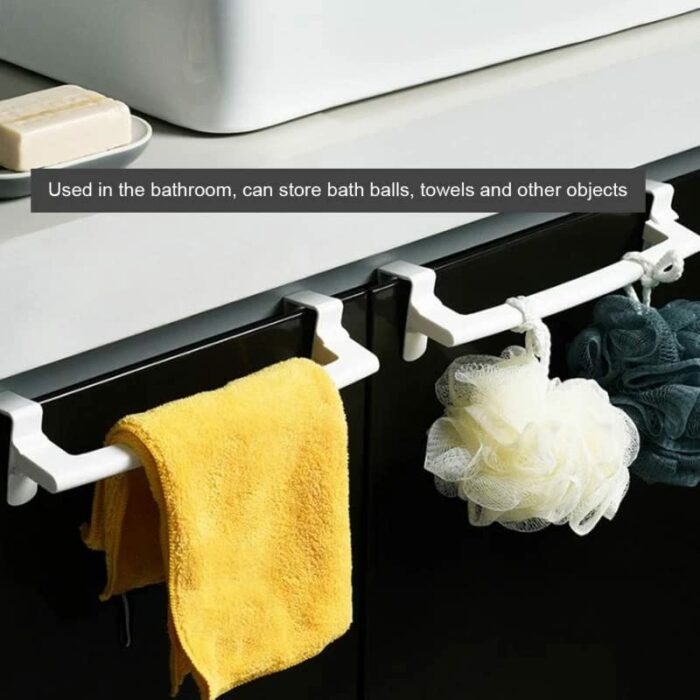 RSOCHS Clip-on No Trace Towel Rack Bathroom Towel Holder Kitchen Cabinet Hanging Organizer Shelf