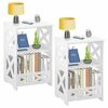 BYFU White Side Table, Small End Table with Storage Shelf, 3-Tier Nightstand Bedside Table Bookshelf Bookcase Display Rack for Small Spaces Bedro