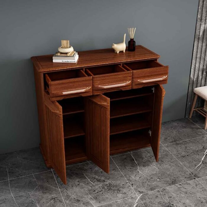 LUKEO Solid Wood Shoe Cabinet Living Room Storage Shoe Cabinet Of Design The Corners are Smooth and Polished