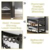 Coat rack with bench, free-standing coat rack with shoe rack 2 shelves, multifunctional metal frame clothes rack with 9 hooks, industrial design,