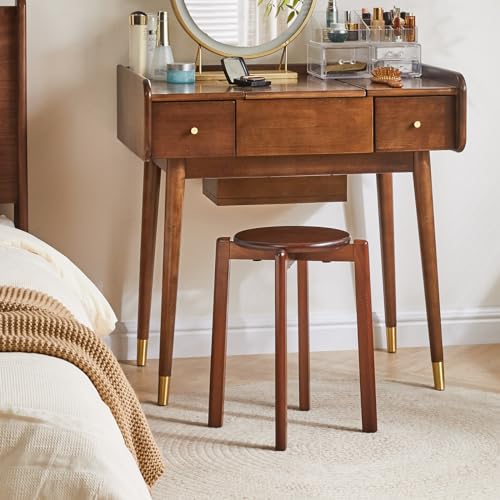 YMYNY 4pcs Solid Wood Round Stool, Shoes change Stool, Dressing Stool, Small stool, Stackable Stools for Living Room, Dining Room, Kitchen, Class