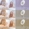 Tektalk LED Make-up Mirror 1X 5X Magnification Three colors of Light Two-Sided with Touch Dimmer Switch Battery and USB Powered 90°Rotation Cosme