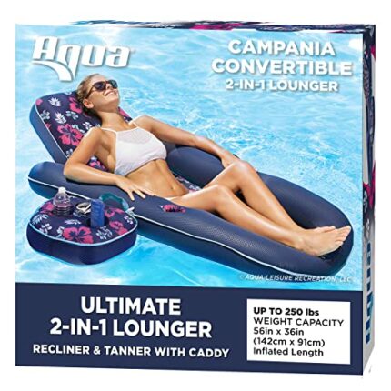 Aqua AQL14856AZ Ultimate 2-in-1 Lounge & Caddy – 60” Float