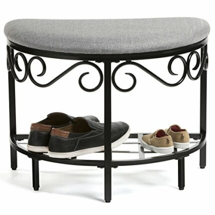 Mango Steam Berkeley Shoe Bench/Stool - Heather Grey - Texture Woven Fabric Top and Durable Steel Legs