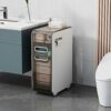 Bathroom Floor Cabinet With Storage Drawers Tower Large Capacity Slim Toilet Paper Storage Cabinet With Wheels Narrow Dresser Tower For Small Spa