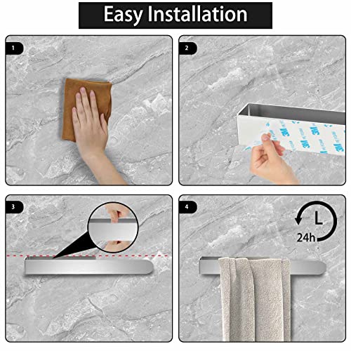 Towel Rail No Drilling Bathroom Towel Rail Self-Adhesive Wall Mounted Towel Holder Made of 304 Brushed Stainless Steel for Bathroom & Kitchen, Ru