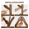 Coat Rack Freestanding Bamboo Coat Tree Rack with 8 Leaf Hooks, 3-Size Height Adjustable for Adults & Kids, Clothes Hanger Stand for Jacket, Hat,