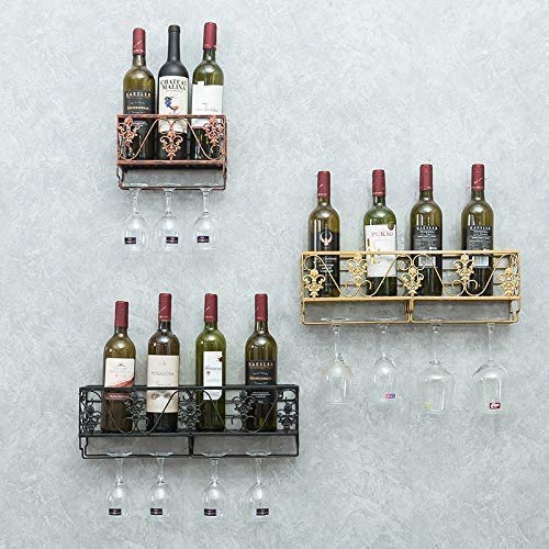OUSIKA Wine Racks,Wine Lovers/Wall Mounted Metal Wine Rack Rustic Wine Shelf Stem Glass Holder & Wine Cork Storage Wine Glass Rack Hanging -Wall