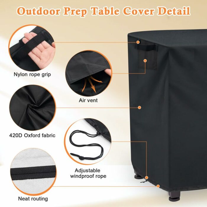 Hoedia 52 Inch Outdoor Prep Table Cover for Keter Unity XL Portable Table, Waterproof BBQ Prep Table Cover and Dustproof Bar Cart Cover UV Resist