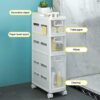 OPSREY Small Bathroom Floor Cabinet Organizer, Large Capacity Side Toilet Cabinet, Slim Bathroom Storage Cabinet Free Standing Toilet Paper Holde