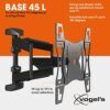 Vogel's BASE 45L full-motion TV wall mount for 40-80 inch TVs, max. 99 lbs (45 kg), swivels up to 180º, tiltable, TV wall mount, max. VESA 600x40