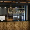Gold Ceiling Mounted Wine Bottle Rack, Bar Liquor Shelves Shelf with Glass Holder, Hanging Display Rack for Home Bar Dining Room Kitchen