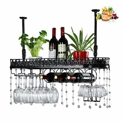 Simple Stylish Simplicity Wine Rack Retro Inverted Creative Display Multi-Function Storage Wine Glass Holder Adjustable Height Restaurant Bar Flo