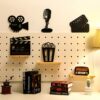 5 Pieces Movie Theater Decor Wooden Home Theater Room Decor Cinema Wall Art Movie Reel Theater Action Popcorn Ticket Sign Movie Night Decor Theme
