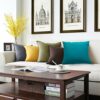 2 Pack Outdoor Waterproof Throw Pillow Covers, Garden Cushion Covers 18x18 Inches Blue Cushion Cases Garden Pillowcases Decorative Water Resistan