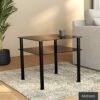 mahara Black Side Table/End Table with Shelf -Tempered Safety Glass Coffee Table - Small Table W60cm x D60cm x H55cm - Small Side Table Living Ro